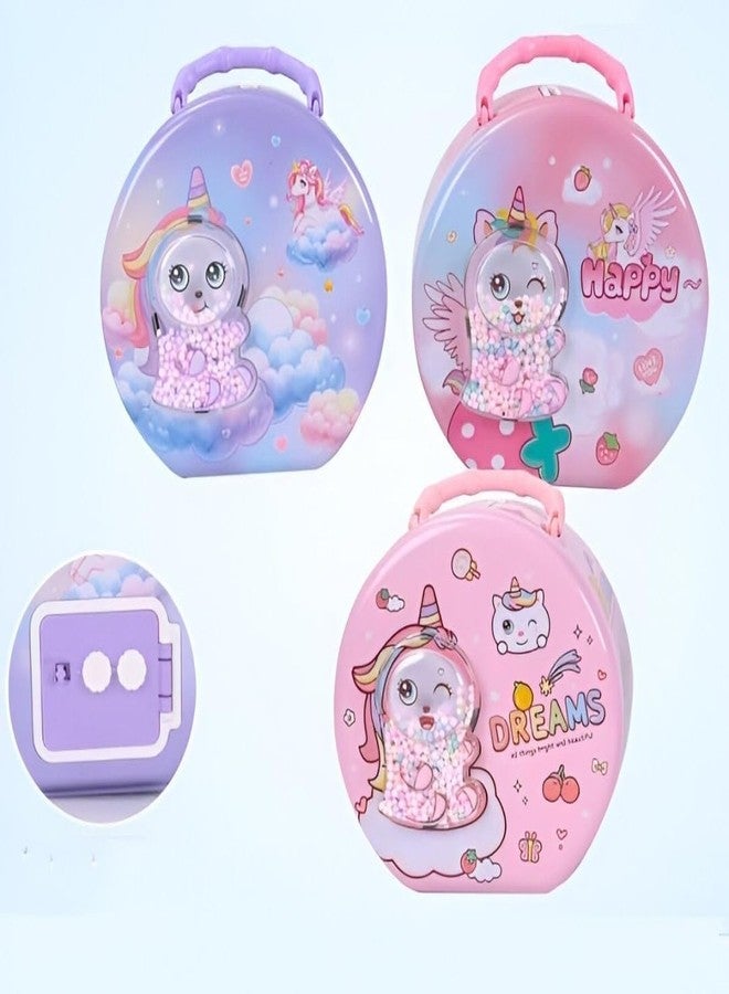 CHIRANSI Cute Cartoon Creative Portable Piggy Bank | Money Saving Box with Combination Lock | Mini Coin Bank Gifts for Boys and Girls, Best Return Gifts for Kids (Pack of 1) (Unicorn - Purple) - Image 4