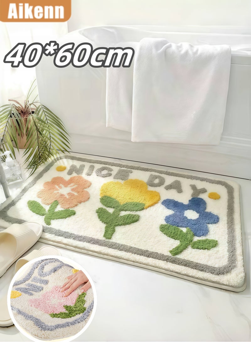 Aikenn 40*60CM Bathroom Rug Mat,Extra Soft and Absorbent Microfiber Bath Rugs,Non-Slip Bath Mat, Luxury Bathroom Rug Mat,Machine Wash Dry,Bath Mats for Bathroom Floor  - Image 1