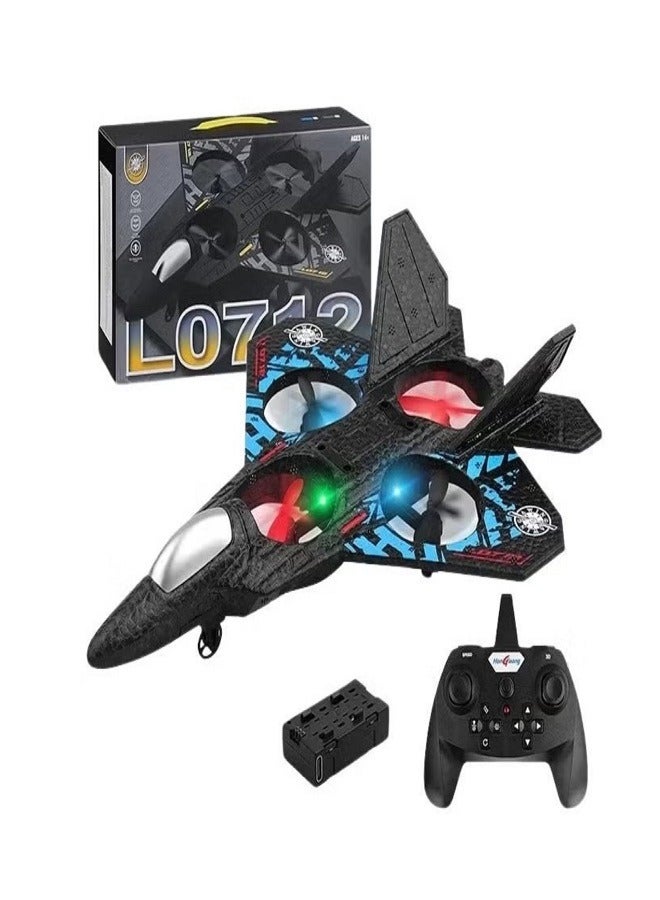 RC Airplane, 2.4GHz Remote Controlled Airplane, L0712 4 Channel Remote Control Airplane, Remote Controlled Fighter Airplane, Aeroplane Toy with Coloured Lights, for Beginners, Children, Adults  - Image 1