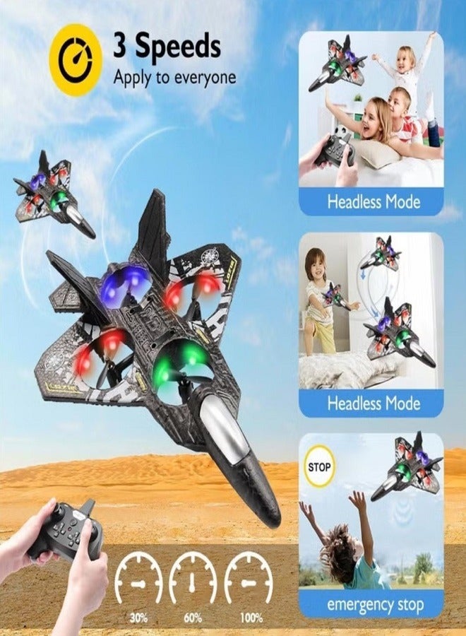 RC Airplane, 2.4GHz Remote Controlled Airplane, L0712 4 Channel Remote Control Airplane, Remote Controlled Fighter Airplane, Aeroplane Toy with Coloured Lights, for Beginners, Children, Adults  - Image 2