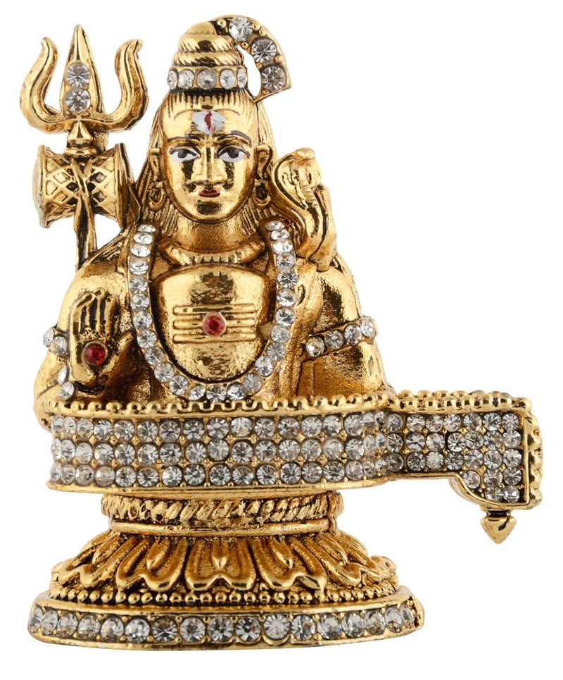 GCT Lord Shiv Idol Shiva Shivling Statue Shankar Murti B167 Gold Metal Statue for Home Dcor Car Dashboard Mandir Pooja Murti Temple Puja Office Table Showpiece - Image 1
