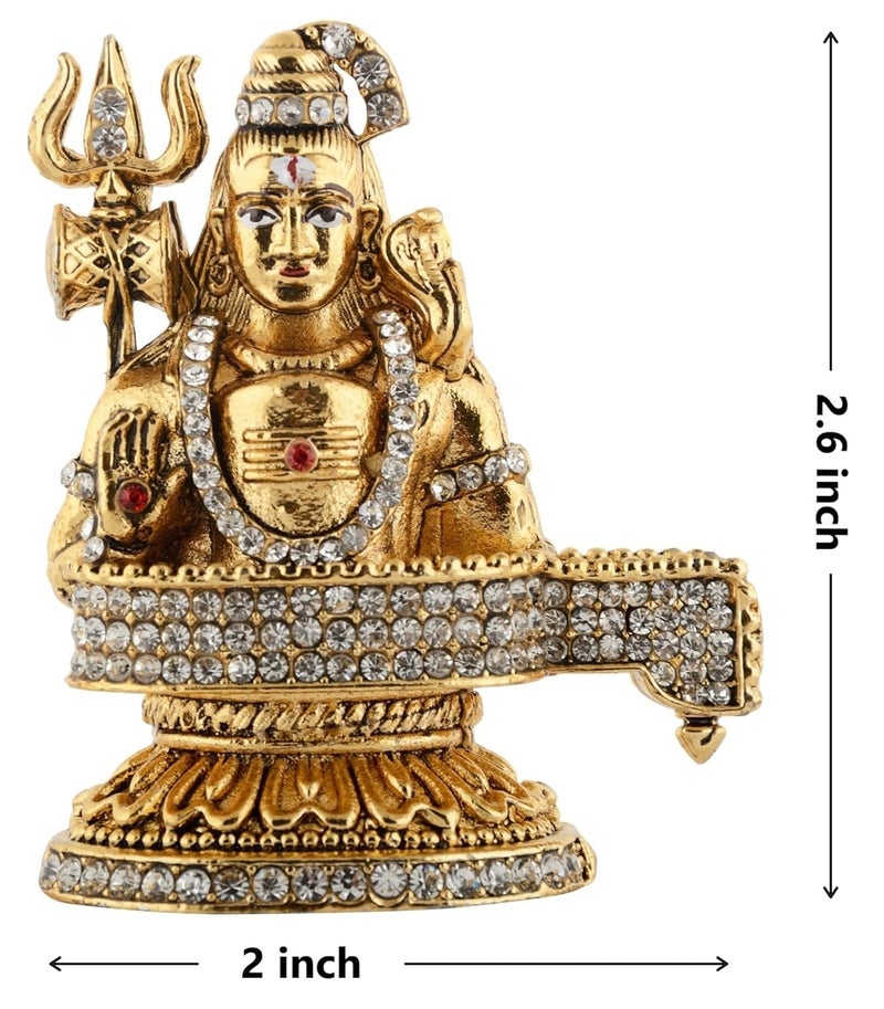 GCT Lord Shiv Idol Shiva Shivling Statue Shankar Murti B167 Gold Metal Statue for Home Dcor Car Dashboard Mandir Pooja Murti Temple Puja Office Table Showpiece - Image 2