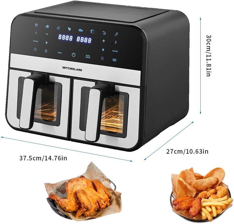 MITCMOLARD Air Fryer, 9 L, Dual Zone, Visual Window, Flip-Free, 8 Preset Programs | Stainless Steel Airfryer, Digital Rapid, قلاية هوائية, Rapid Hot Air Circulation Technology - Image 2