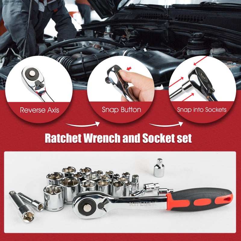 KITLUCK 228-piece Home Tool Kit, Household Hand Repair Tool Set for men, Portable Tool box Set with Tools (Screwdriver, Wrench, Plier, Socket, Harmer, Hex Key, Rule, Saw, Knife, etc.) for Home and Car - Image 4