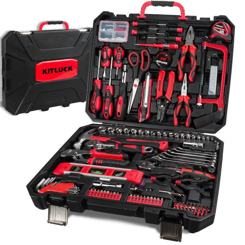 KITLUCK 228-piece Home Tool Kit, Household Hand Repair Tool Set for men, Portable Tool box Set with Tools (Screwdriver, Wrench, Plier, Socket, Harmer, Hex Key, Rule, Saw, Knife, etc.) for Home and Car - Image 1