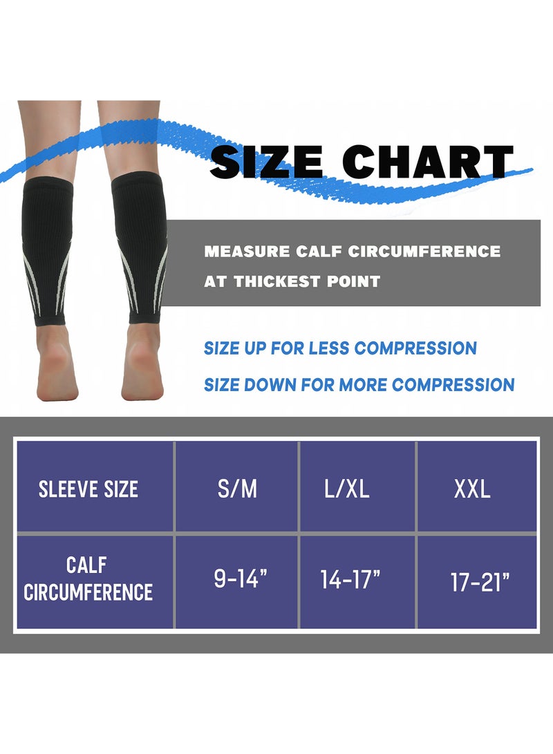 Calf Compression Sleeves & Footless Compression Socks - 2 Pairs for Running, Cycling, Varicose Veins, and Shin Splint Relief - Supportive Leg Sleeves for Workouts (Black) - Image 4