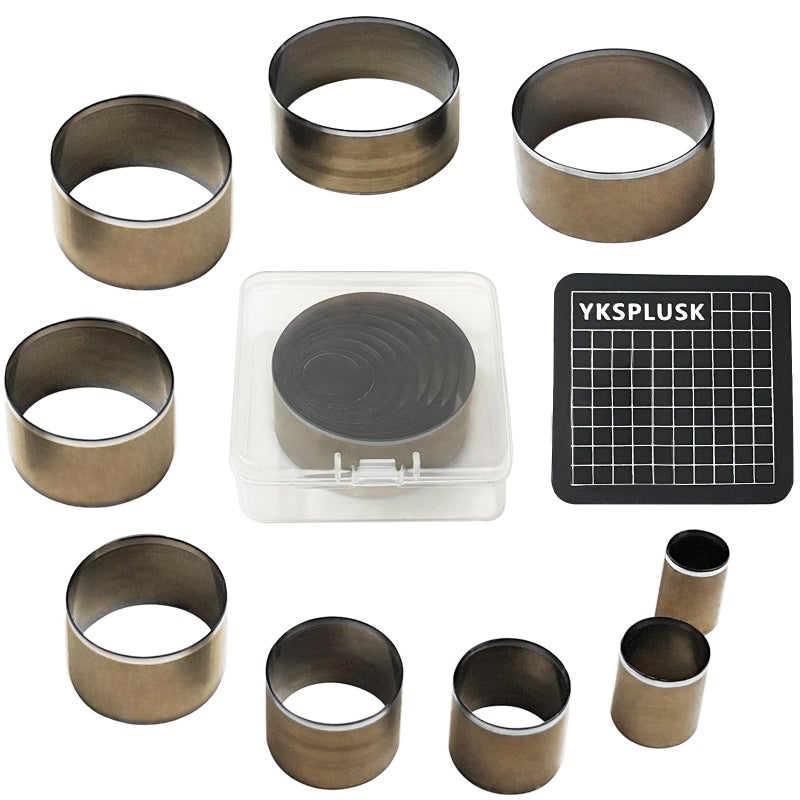 YKSPLUSK Leather Circle Cutter Tool Set, 9 Pieces Circle Punch Tools 15 20 25 30 35 40 45 50 55mm, High Carbon Steel Round Leather Cutting Dies - Leather Hole Punch Tool Kit for DIY Leather Crafts - Image 1