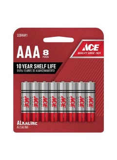 ACE 8-Piece AAA Ultra Alkaline Multipurpose Durable Pencil Batteries Set Silver and Red 9.8 x 11.2 x 1.2 cm LR03UP-8B 