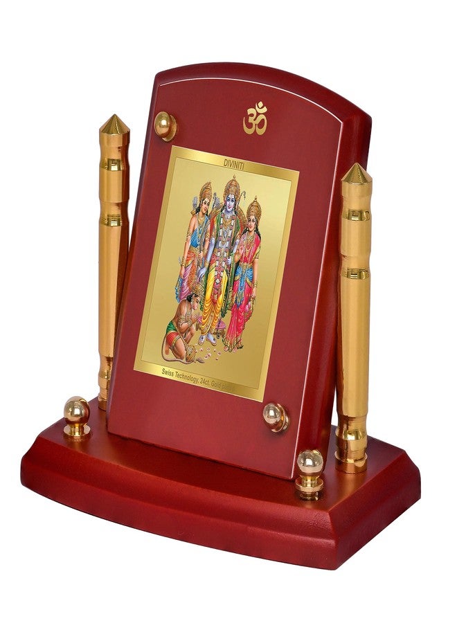 DIVINITI Ram Darbar God Idol Photo Frame for Car Dashboard, Table Décor|MDF 1B Wooden Frame, 24K Gold Plated Foil and Engraved Pillars of Brass|Idol for Pooja, Gifts Items (7X 9CM) - Image 2