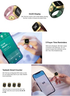 iQIBLA Smart Zikr Ring | 18MM Prayer Counter, Tasbih Counter & Muslim Prayer Time Reminder | Waterproof Wearable Technology | Black and Gold  - Image 4