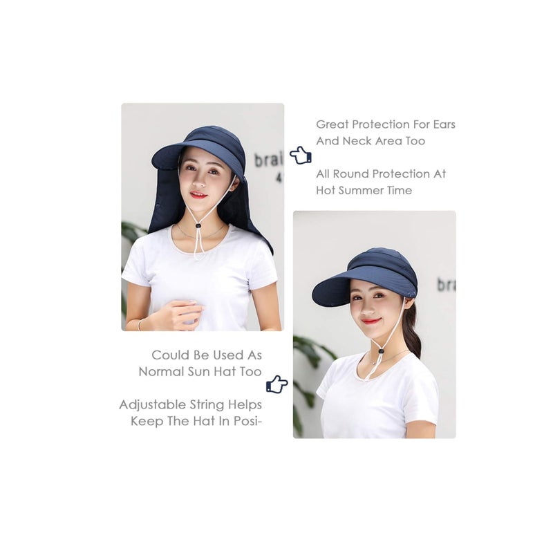 SOLARAE Fishing Hats, Outdoor Sun Hat with Removable Neck Face Flap, Retractable Wide Brim Fishing Hats, UV Sun Protection Protection Cap, Windproof Hat Summer Travel Beach Hat for Men Women - Image 5