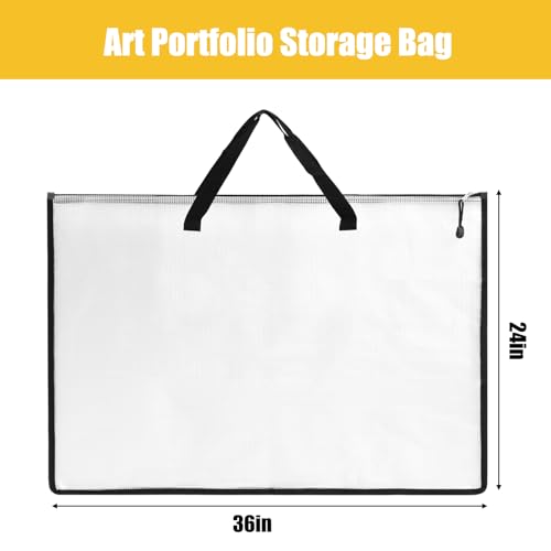 EOOUT 4pcs 24x36 Inches Art Portfolio Bags, Portfolio Folder for Artwork, Posters Storage Bag with Zipper and Handle Mesh Folder Organizers for Poster, Scrapbook, Keepsake and Bulletin Board - Image 2
