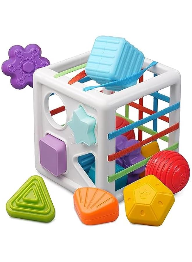Montessori Toys for 1+ Year Old, Shape Sorter Baby Toys for Boys Girl Birthday Gift, Colorful Infant Toddler Toy, 10pcs Sensory Blocks Developmental Learning Fine Motor Skill 18+ Month - Image 1