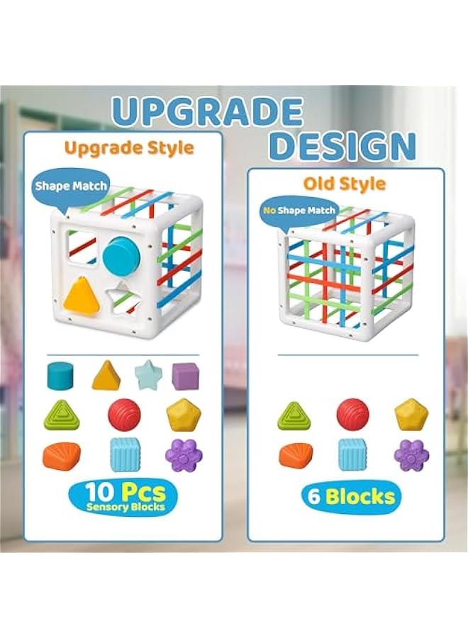 Montessori Toys for 1+ Year Old, Shape Sorter Baby Toys for Boys Girl Birthday Gift, Colorful Infant Toddler Toy, 10pcs Sensory Blocks Developmental Learning Fine Motor Skill 18+ Month - Image 2
