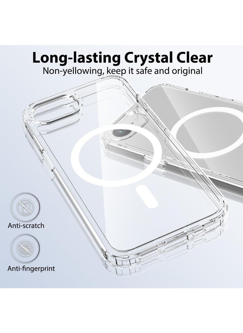 Compatible with iPhone 16E Case, Mil-Grade Drop Tested Shockproof Anti-Scratch Clear Magnetic Phone Case for iPhone 16E Case (Clear)