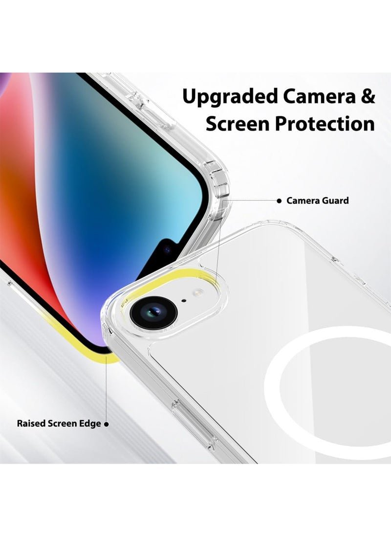 Compatible with iPhone 16E Case, Mil-Grade Drop Tested Shockproof Anti-Scratch Clear Magnetic Phone Case for iPhone 16E Case (Clear)
