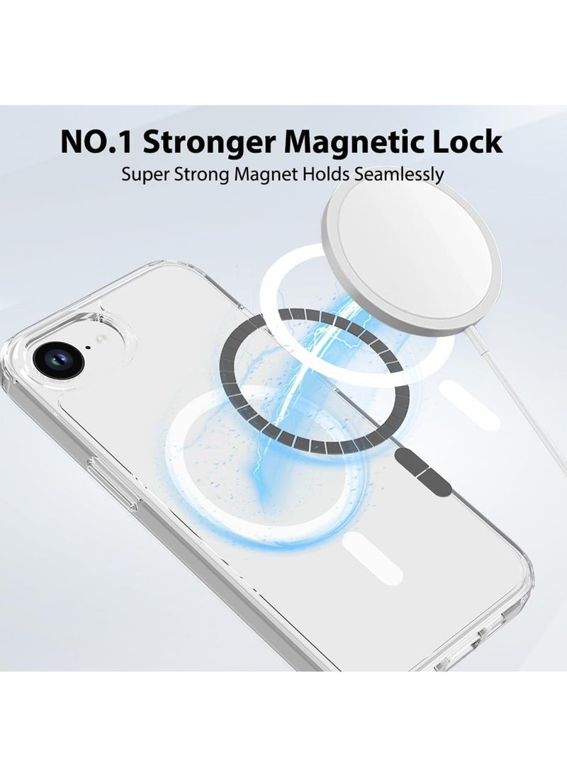 Compatible with iPhone 16E Case, Mil-Grade Drop Tested Shockproof Anti-Scratch Clear Magnetic Phone Case for iPhone 16E Case (Clear)