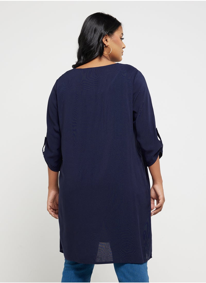 Only Carmakoma - Floral Print Knitted Tunic - Image 1