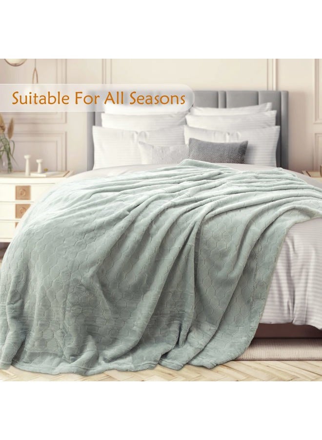 TOONOW Fleece Blanket Textured Fuzzy Plush Throw Blanket Twin Size 60" x 80", Super Soft Fluffy Bed Blanket Geometric Pattern Comfy Microfiber Flannel Blankets for Couch, Bed, Sofa, Mirage Gray - Image 3