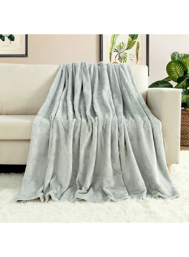 TOONOW Fleece Blanket Textured Fuzzy Plush Throw Blanket Twin Size 60" x 80", Super Soft Fluffy Bed Blanket Geometric Pattern Comfy Microfiber Flannel Blankets for Couch, Bed, Sofa, Mirage Gray - Image 2