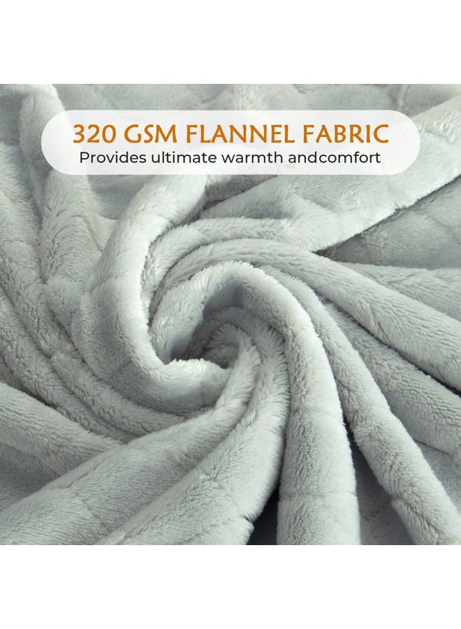 TOONOW Fleece Blanket Textured Fuzzy Plush Throw Blanket Twin Size 60" x 80", Super Soft Fluffy Bed Blanket Geometric Pattern Comfy Microfiber Flannel Blankets for Couch, Bed, Sofa, Mirage Gray - Image 4