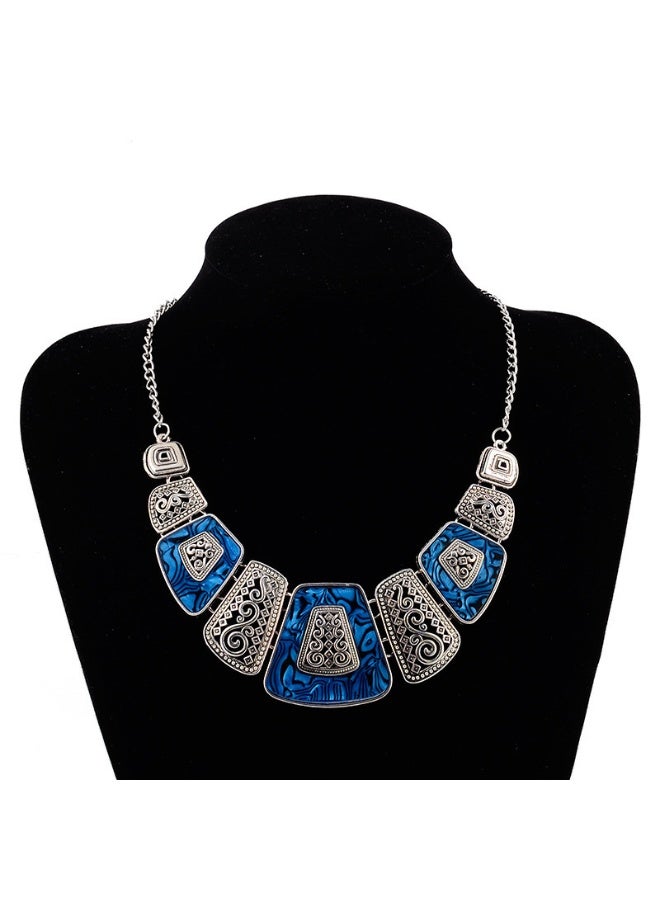 NIBEMINENT European and American Fashion Minimalist Metal Geometric Fan-Shaped Short Necklace