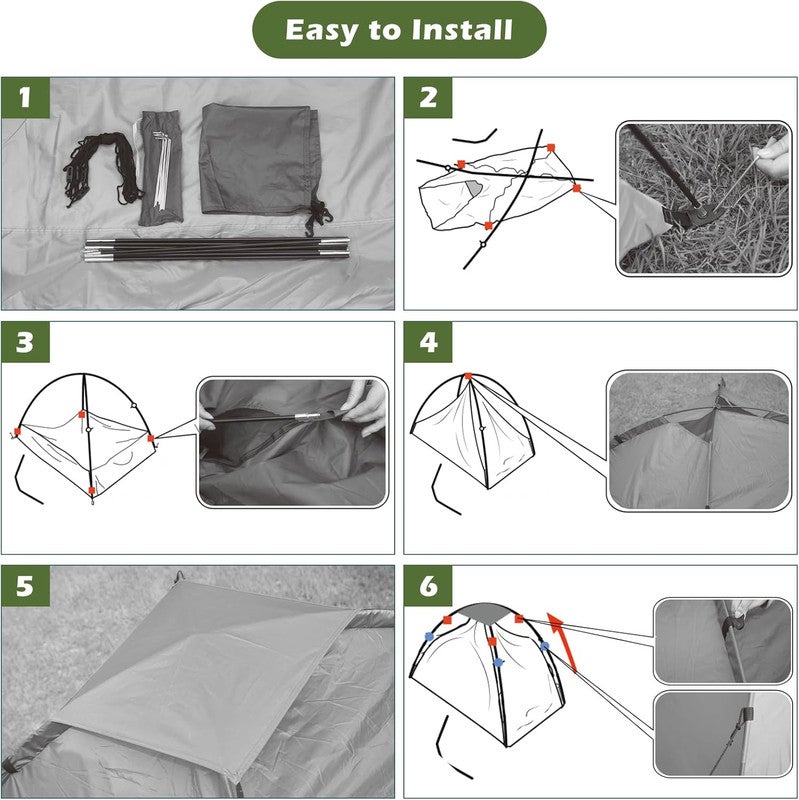 DEXO خيمة تخييم تلقائية فورية 200X150X110CM، خيمة سهلة التركيب لشخصين إلى ثلاثة أشخاص مع حماية من الأشعة فوق البنفسجية، مقاومة للماء، خيمة سفر خفيفة الوزن للتخييم، المشي في الطبيعة والمهرجانات، خضراء - Image 5