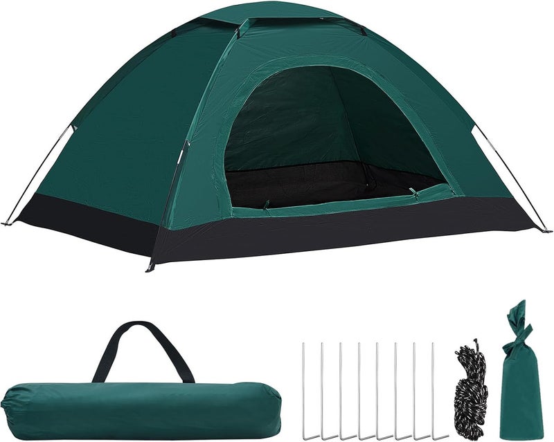 DEXO خيمة تخييم تلقائية فورية 200X150X110CM، خيمة سهلة التركيب لشخصين إلى ثلاثة أشخاص مع حماية من الأشعة فوق البنفسجية، مقاومة للماء، خيمة سفر خفيفة الوزن للتخييم، المشي في الطبيعة والمهرجانات، خضراء - Image 1
