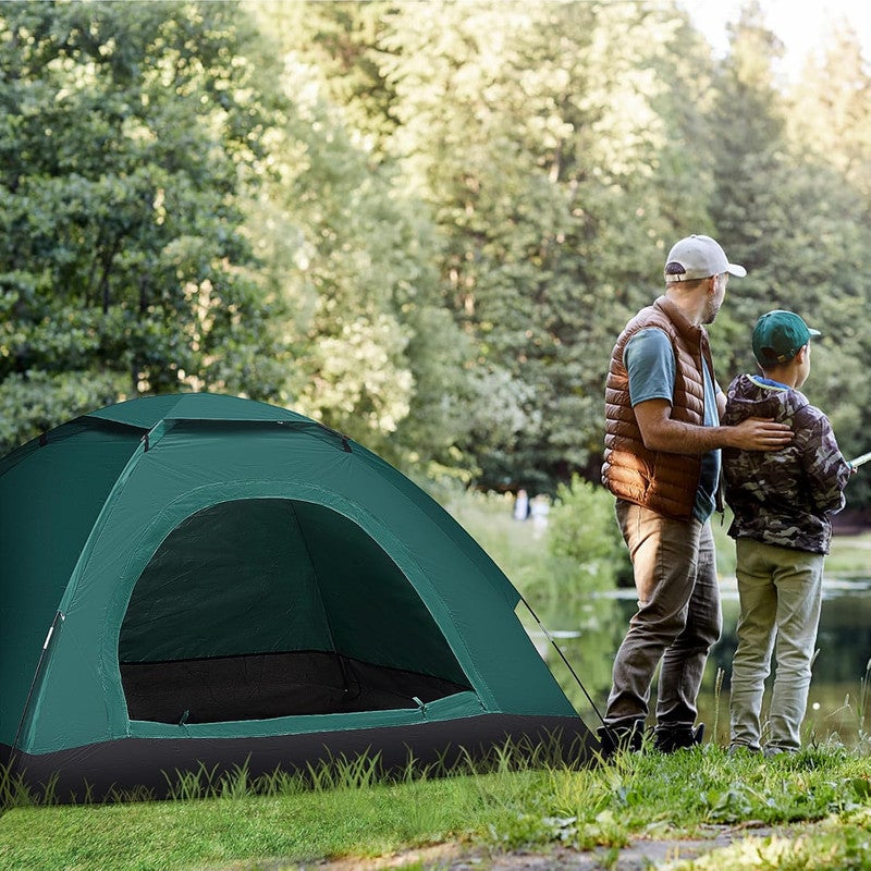 DEXO خيمة تخييم تلقائية فورية 200X150X110CM، خيمة سهلة التركيب لشخصين إلى ثلاثة أشخاص مع حماية من الأشعة فوق البنفسجية، مقاومة للماء، خيمة سفر خفيفة الوزن للتخييم، المشي في الطبيعة والمهرجانات، خضراء - Image 4