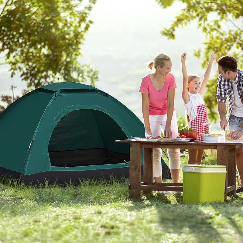 DEXO خيمة تخييم تلقائية فورية 200X150X110CM، خيمة سهلة التركيب لشخصين إلى ثلاثة أشخاص مع حماية من الأشعة فوق البنفسجية، مقاومة للماء، خيمة سفر خفيفة الوزن للتخييم، المشي في الطبيعة والمهرجانات، خضراء - Image 3