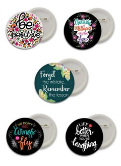 D2c D2C® Plastic Motivational Quotes Round Pin Button Badge - Perfect for Boys, Girls, Men & Women Trendy Batches for Bags, Backpacks Ideal Birthday Gift, Party Favor Size 58mm Multicolor Pack of 5 D16  - Image 1