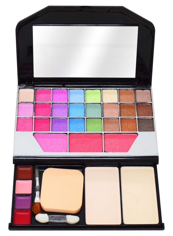 Women's & Girl's TYA Fashion 6155 Multicolour Makeup Kit and 5 Pink Makeup Brushes Set, 6 Sponges Pack and 1 36H Waterproof Liquid Eyeliner - (Pack of 13) - Image 3