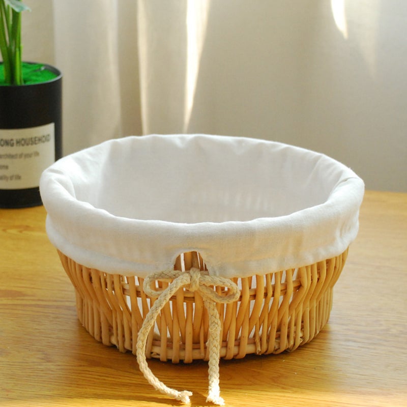 Woven Bread Basket Fruits Storage Basket Steamed Bun Basket Cloth Liner Bread Basket Fruits Holder - Image 4
