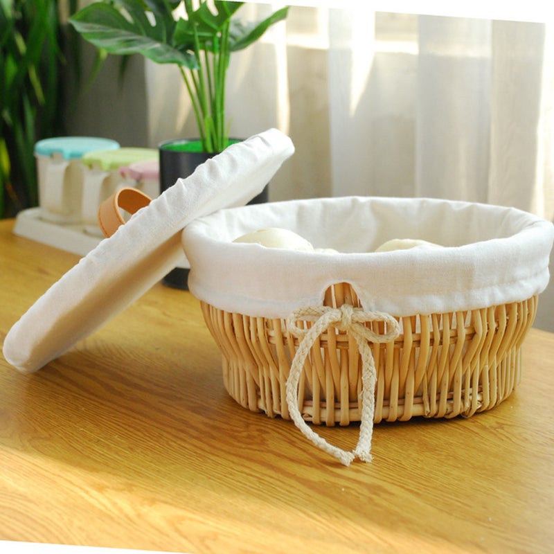 Woven Bread Basket Fruits Storage Basket Steamed Bun Basket Cloth Liner Bread Basket Fruits Holder - Image 3