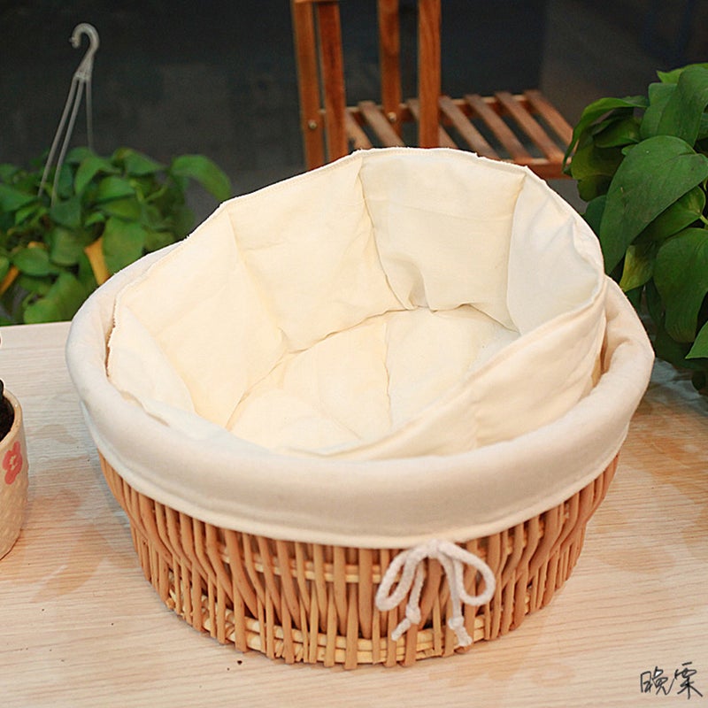 Woven Bread Basket Fruits Storage Basket Steamed Bun Basket Cloth Liner Bread Basket Fruits Holder - Image 5