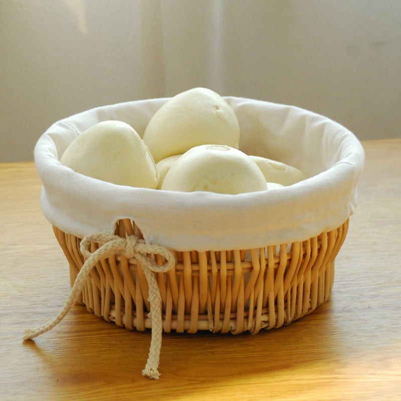 Woven Bread Basket Fruits Storage Basket Steamed Bun Basket Cloth Liner Bread Basket Fruits Holder - Image 1
