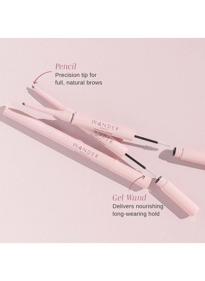 Wander Beauty - Wander Beauty Upgraded Brow Pencil & Eye Brow Gel - Medium Brown - 2 in 1 Eye Brow Makeup With Castor Oil, Peptides & Panthenol - Two-Sided Brow Filler, Definer, & Lifter for Fuller Brows - 0.05 fl oz - Image 1