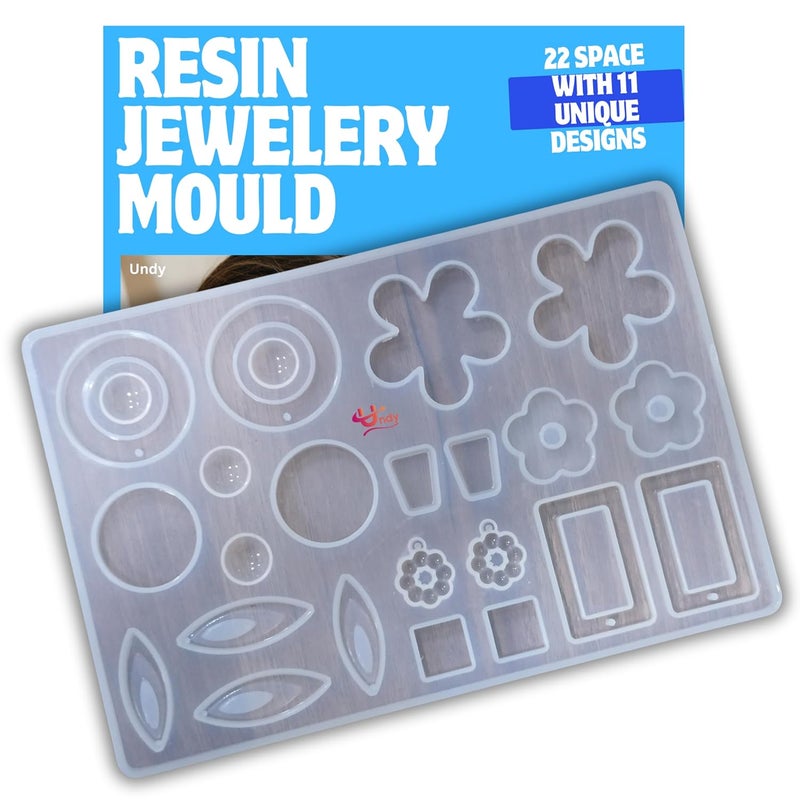 Undy Resin Mould Resin Jewellery Making Mould Silicone Resin Mould for Ornaments Craft Keychain Reusable Flexible Easy to Use White Pack 1