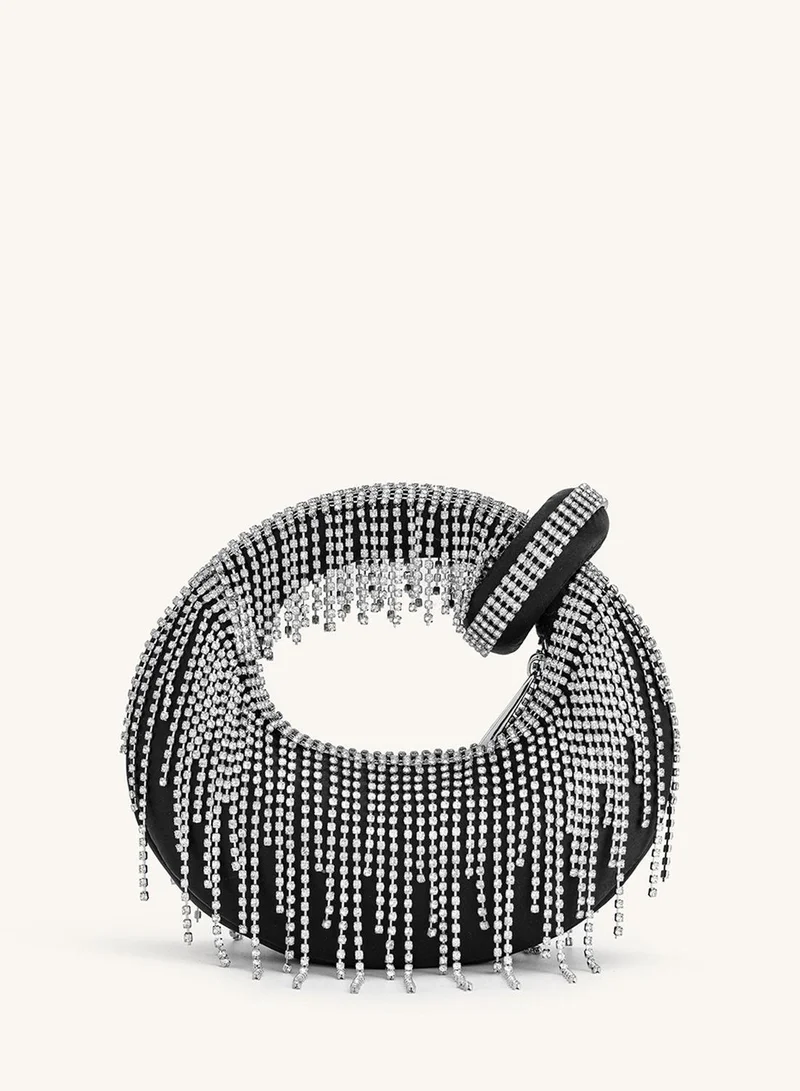 Abacus satin  artificial crystal mini top handle bag