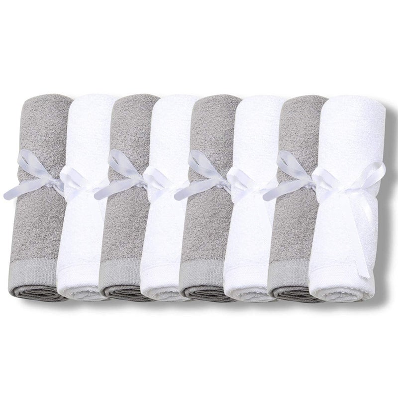 Sweet Child 8-Pack Baby Washcloths -Super Soft Rayon,Wash Cloths for Newborn,Infants and Kids, Bath Baby Towels, for Body and Face (Grey/White) - Image 4