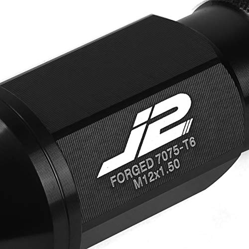 J2 Engineering 20 Pcs 7075 Aluminum Open End M12 x 1.5 Lug Nuts Set w/Socket Adapter, Black, Fit Conical Seat, LN-T7-004-15-BK - Image 3