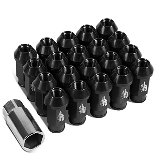 J2 Engineering 20 Pcs 7075 Aluminum Open End M12 x 1.5 Lug Nuts Set w/Socket Adapter, Black, Fit Conical Seat, LN-T7-004-15-BK - Image 1