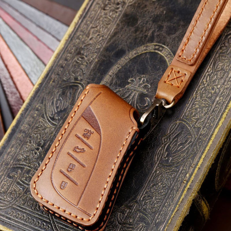 EASYANT Leather Car Key Fob Cover for Lexus 2021-2025 ES RX 350 Compatible with Lexus New LS NX Key Shell Case Brown - Image 4