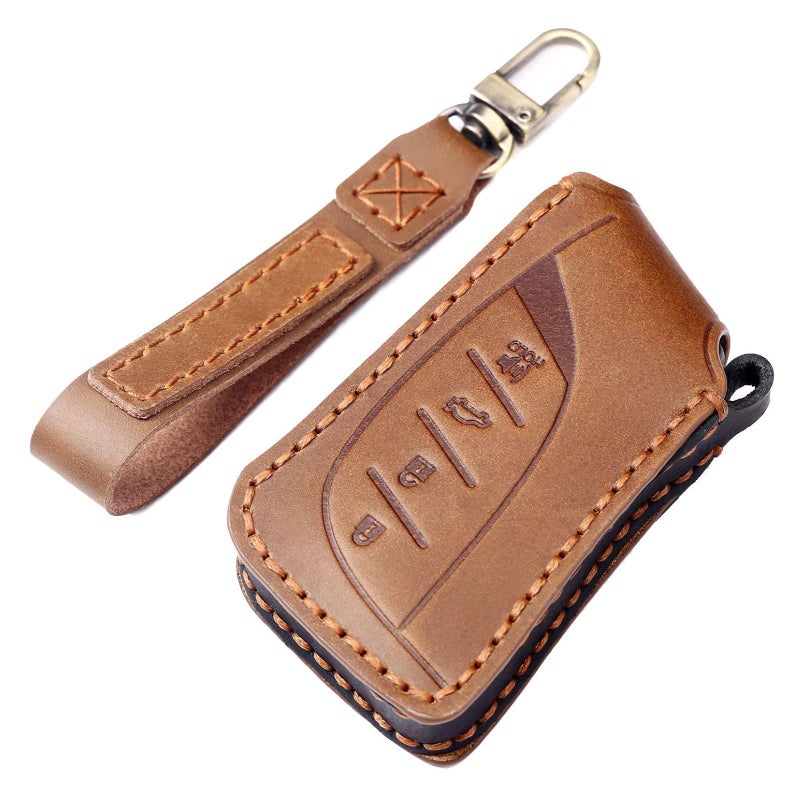 EASYANT Leather Car Key Fob Cover for Lexus 2021-2025 ES RX 350 Compatible with Lexus New LS NX Key Shell Case Brown - Image 1