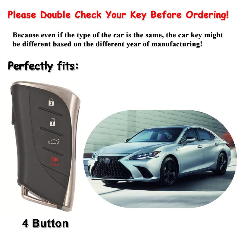 EASYANT Leather Car Key Fob Cover for Lexus 2021-2025 ES RX 350 Compatible with Lexus New LS NX Key Shell Case Brown - Image 2