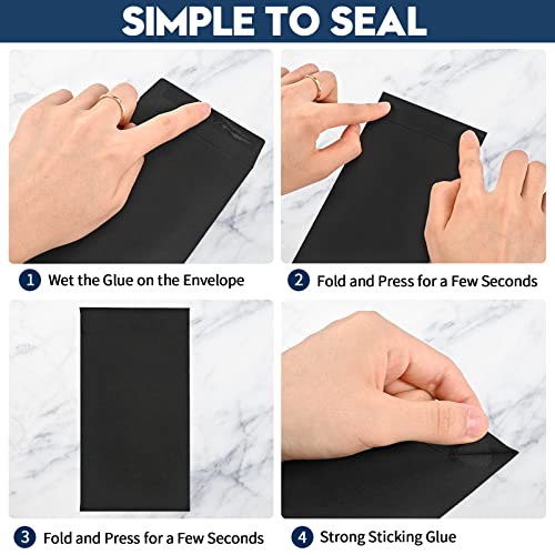 SWESARA 100 Pack Cash Envelopes for Budgeting, 6.7 x 3.5 Inch | Large Pack of Self-Adhesive Money Envelopes for Cash or Coins | Organization Envelopes for Checks, Jewelry, and Small Items(Black) - Image 5