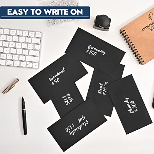 SWESARA 100 Pack Cash Envelopes for Budgeting, 6.7 x 3.5 Inch | Large Pack of Self-Adhesive Money Envelopes for Cash or Coins | Organization Envelopes for Checks, Jewelry, and Small Items(Black) - Image 4