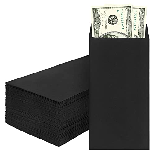SWESARA 100 Pack Cash Envelopes for Budgeting, 6.7 x 3.5 Inch | Large Pack of Self-Adhesive Money Envelopes for Cash or Coins | Organization Envelopes for Checks, Jewelry, and Small Items(Black) - Image 1