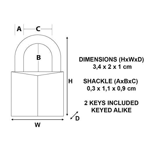 Master Lock V Line 20mm Key Type 213 Brass Padlock Keyed Alike - Image 4