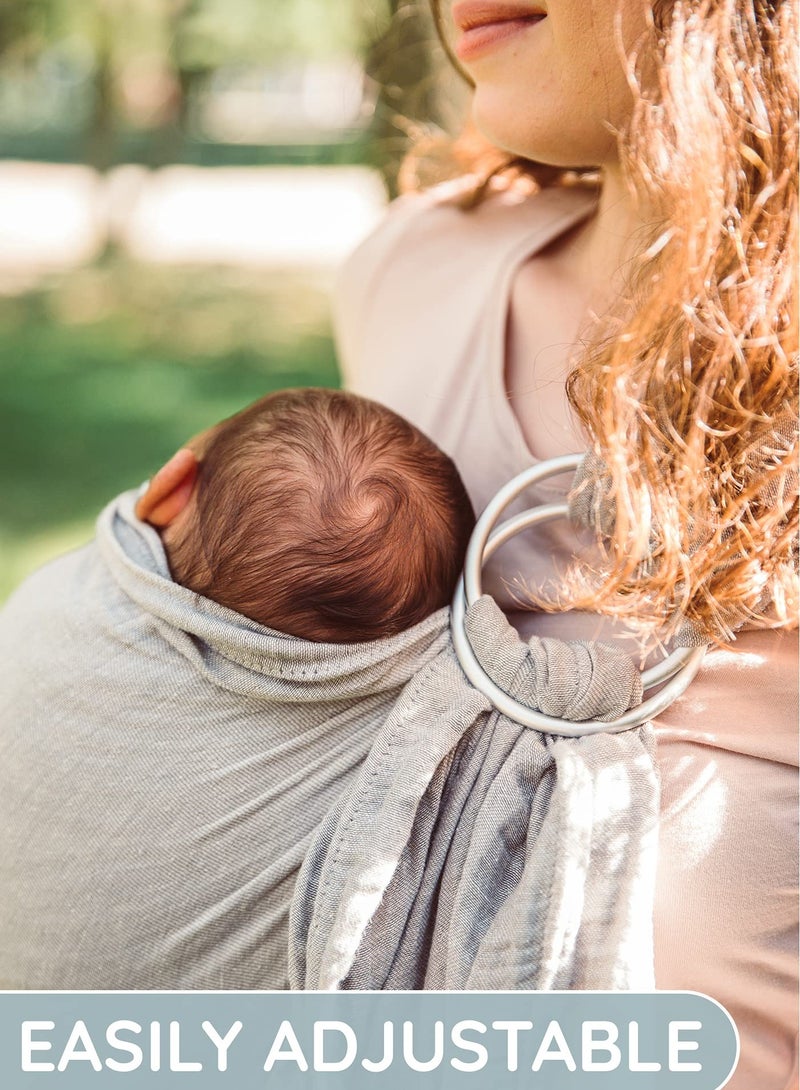 Cotton Muslin Baby Carrier Wrap, Ring Sling and Sling for Infants, Newborn and Toddler - Versatile Grey Front and Chest Carrier for Comfortable Babywearing. - Image 3